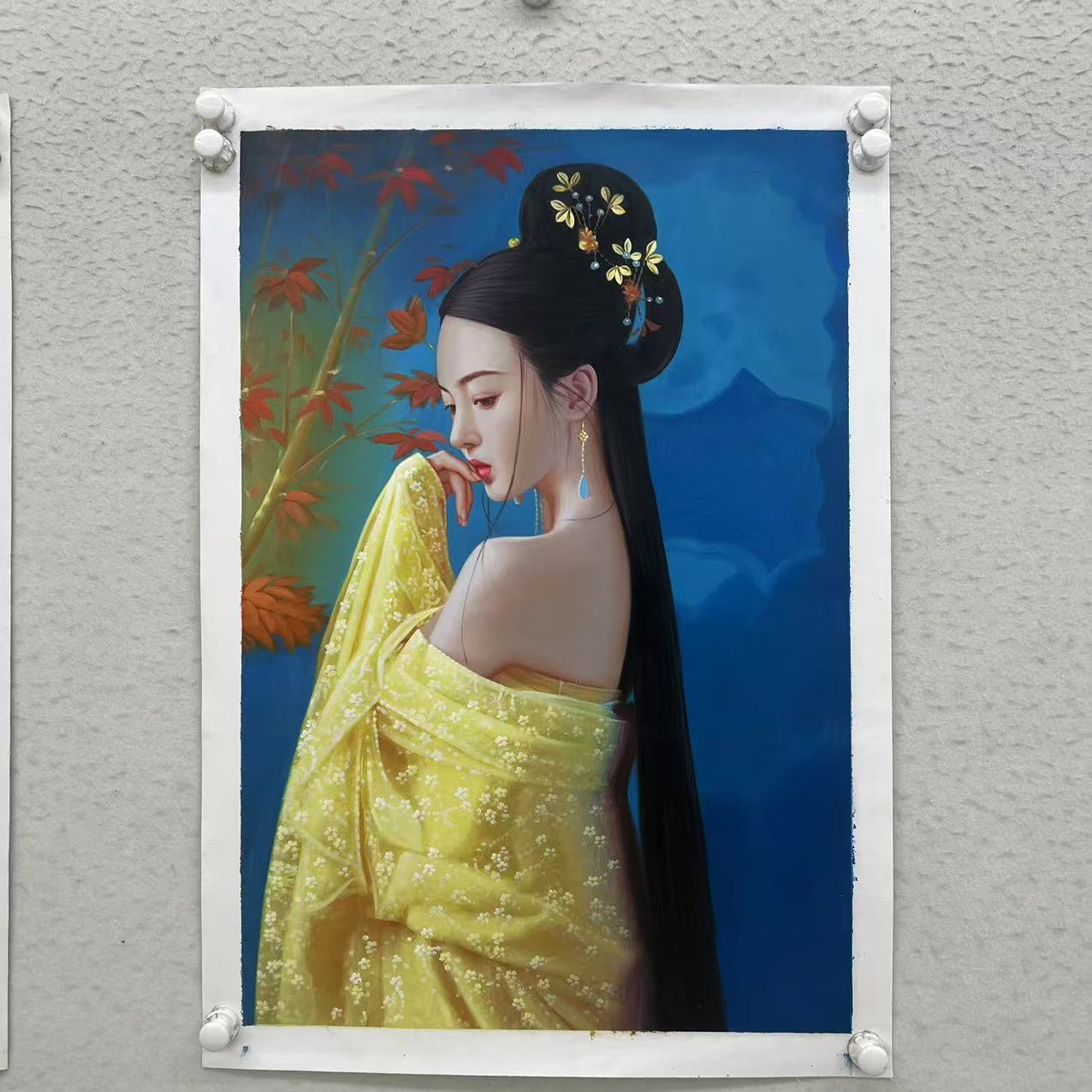 林彦新-黄衫少女-背-60-90厘米-手绘油画-麻布