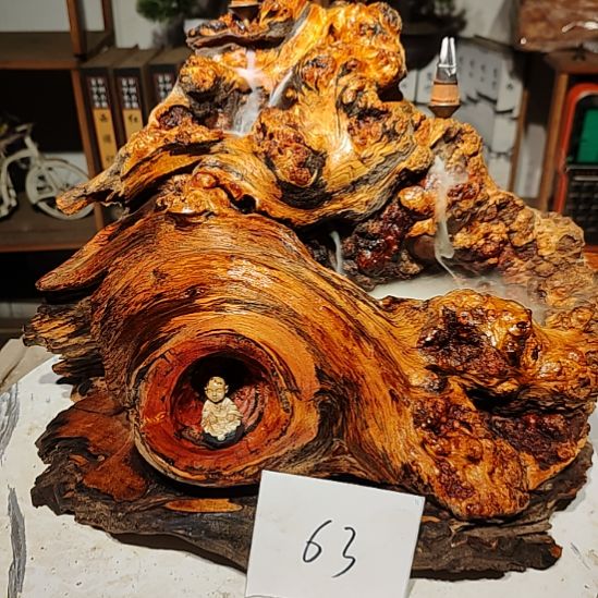 得***得松木63北沉香琥珀木天然造型山水摆件