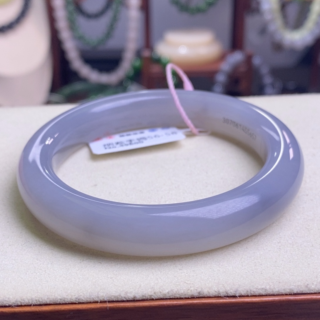 和田玉烟紫香芋紫手镯56.4圈口未镶嵌