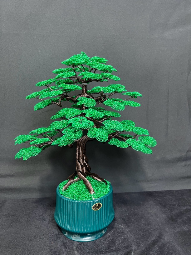 绿色迎客松摆件高50宽40厘米工艺品摆件创意玄关酒店桌面盆景