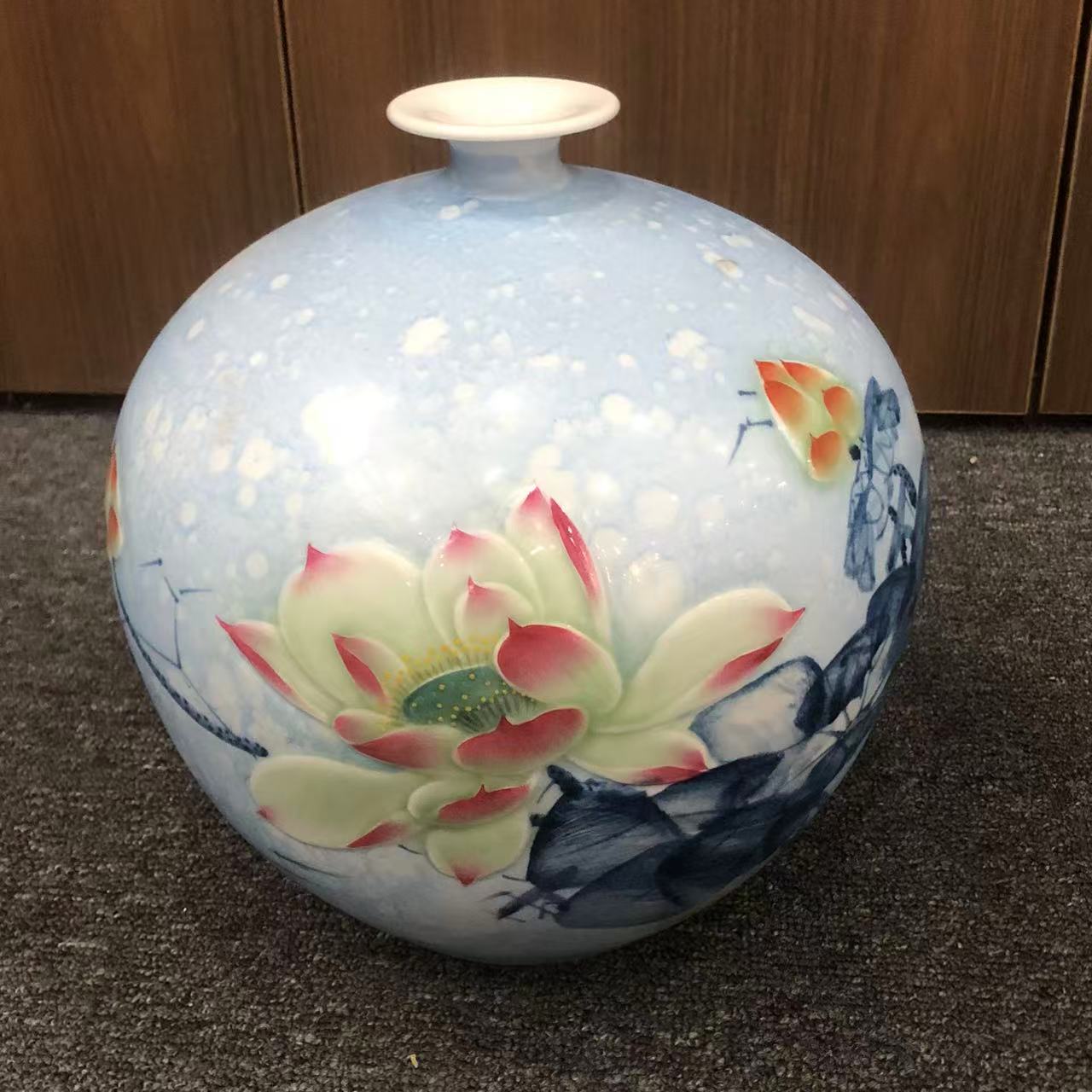 【轻工所】清香（荷花）粉彩苹果樽部所yztc0158