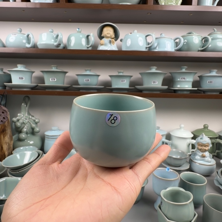 摆件汝瓷龙旦杯支钉烧仿古釉微瑕18