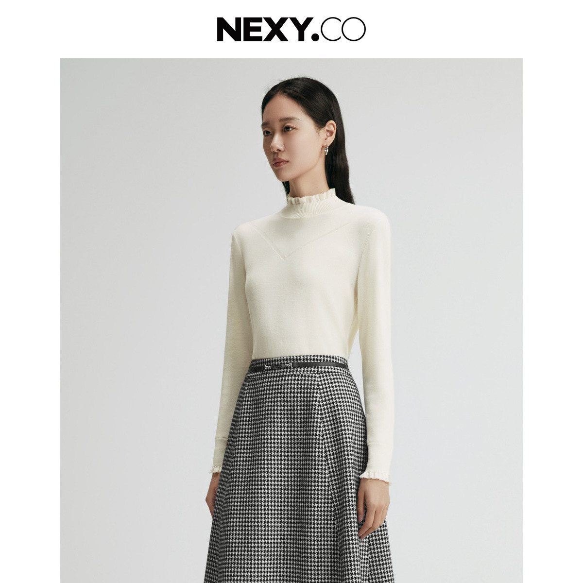 【婷婷专属】秋季新款羊毛半高领法式修身针织衫上衣