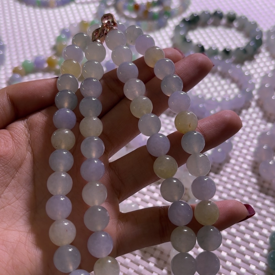 定制翡翠未镶嵌卡10多宝项链