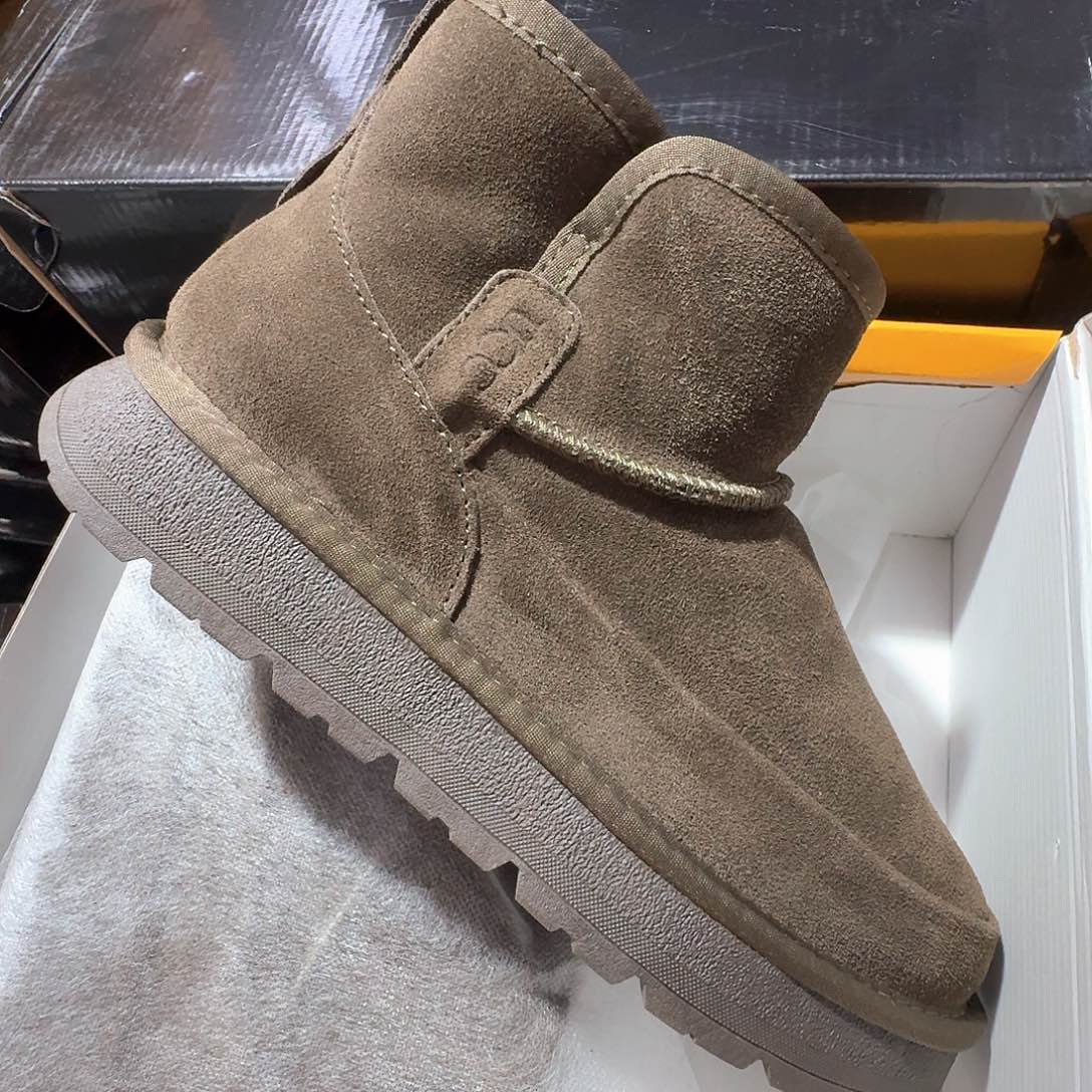 羊剖层皮革43码男士雪地靴