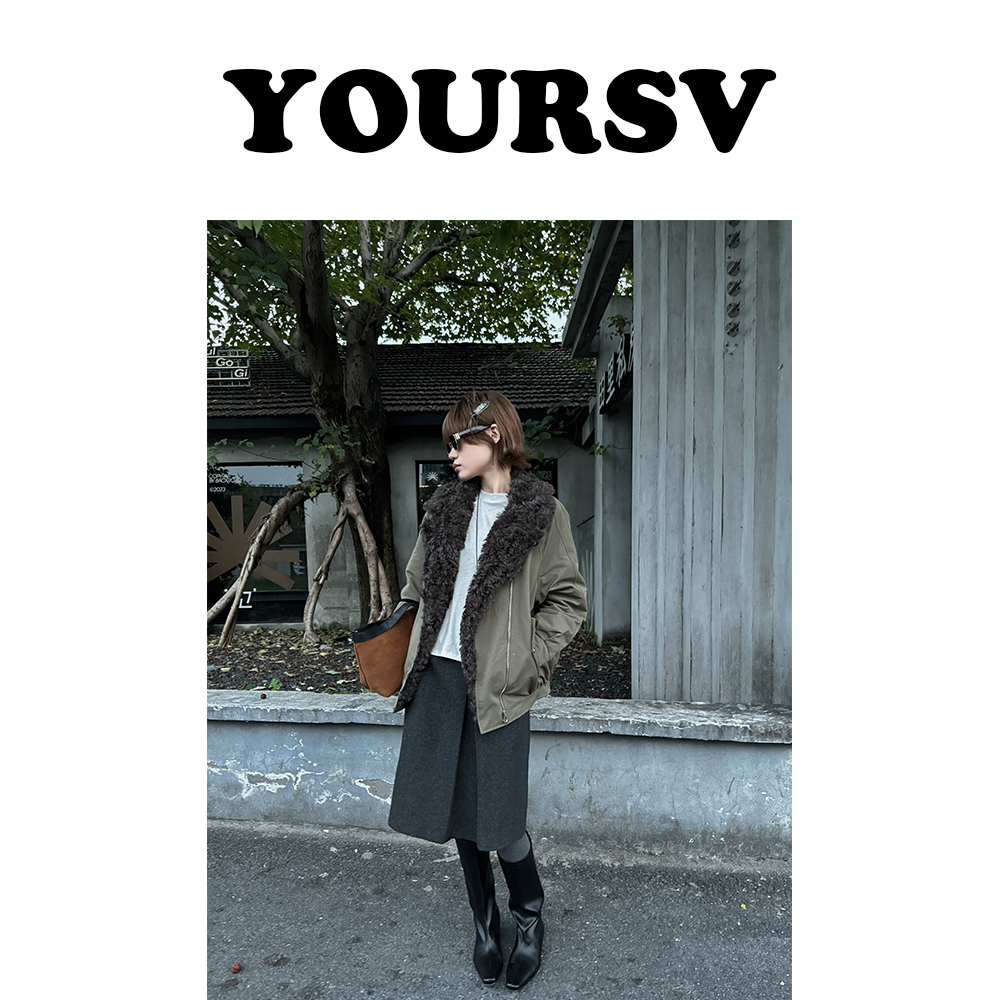 【YOURSV】「北海道初雪」冬季韩版时尚羽绒服羊羔毛拼接设计保暖上衣