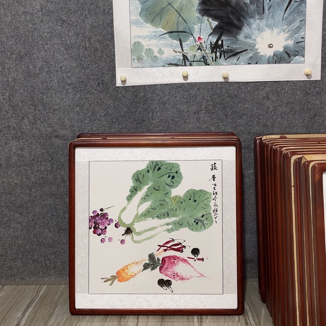 国画书画作品带框63×63