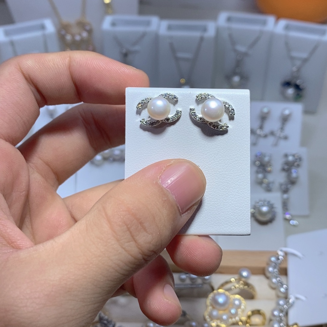 耳饰淡水珍珠银S925镶嵌