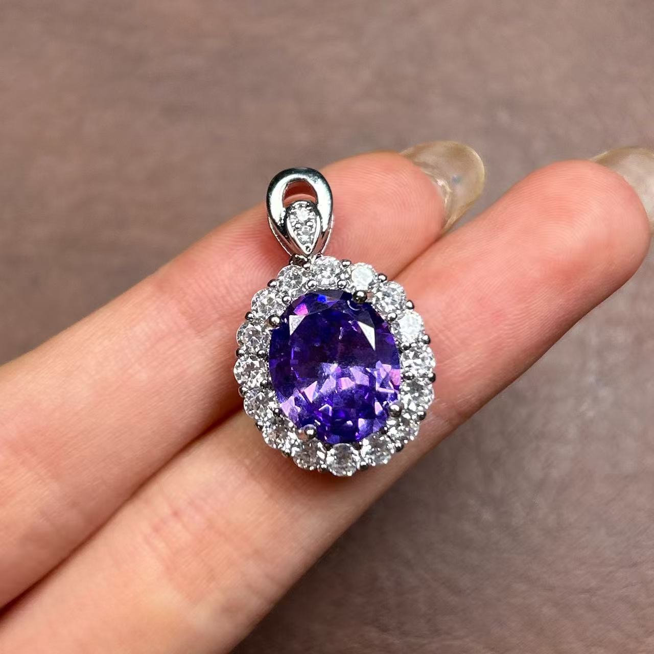 意大利GD-奢华气质紫宝梦幻彩色吊坠配链529