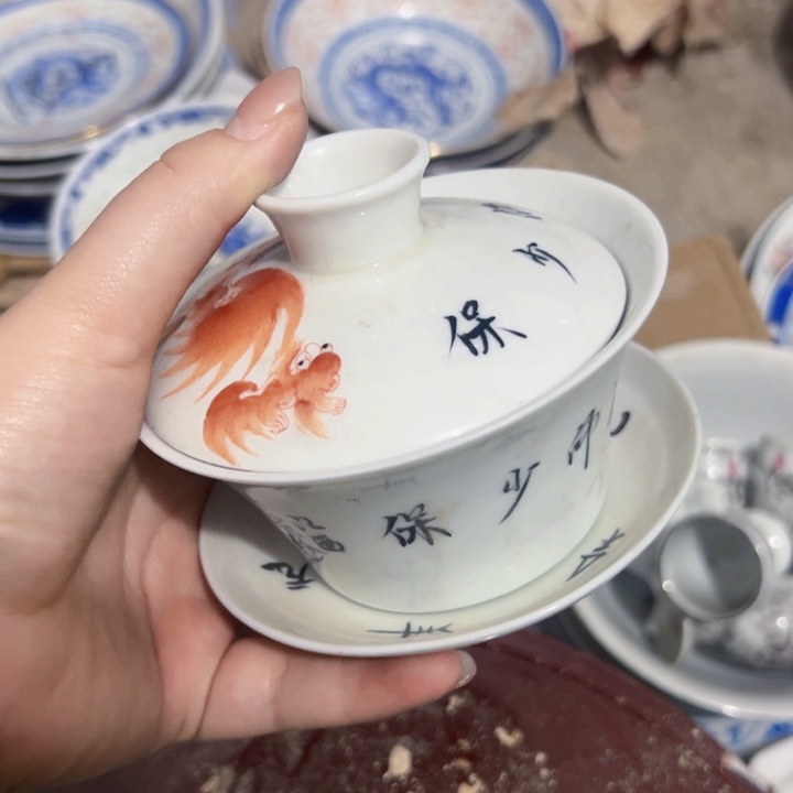 景德镇陶瓷高温盖碗不****赞