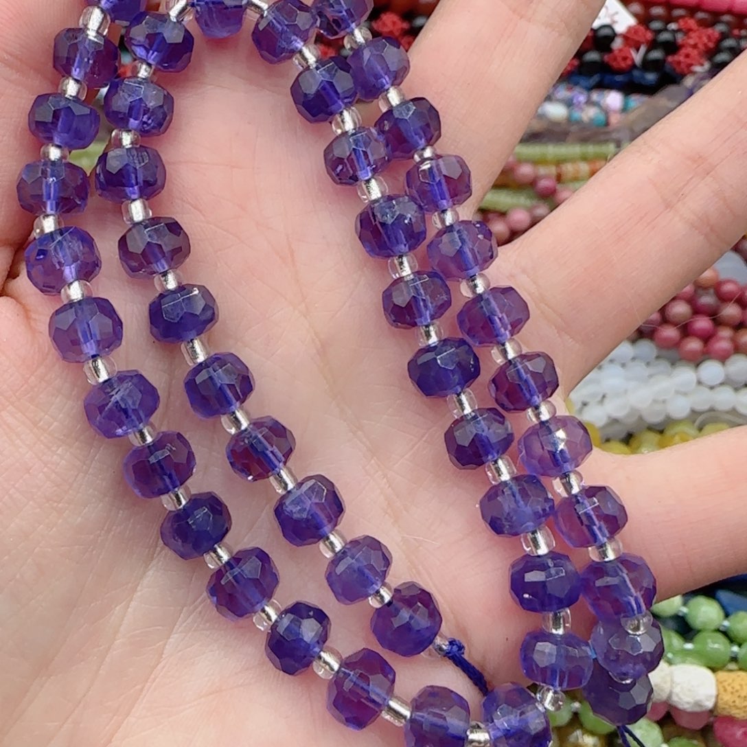 玛瑙/玉髓珠宝半成品未镶嵌紫水晶切面一条卡7