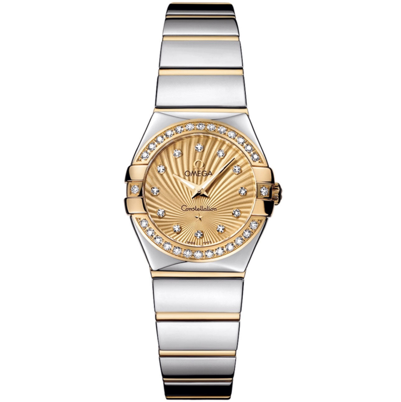 未使用 Omega/欧米茄 星座系列/女表/24mm/原钻金盘/石英