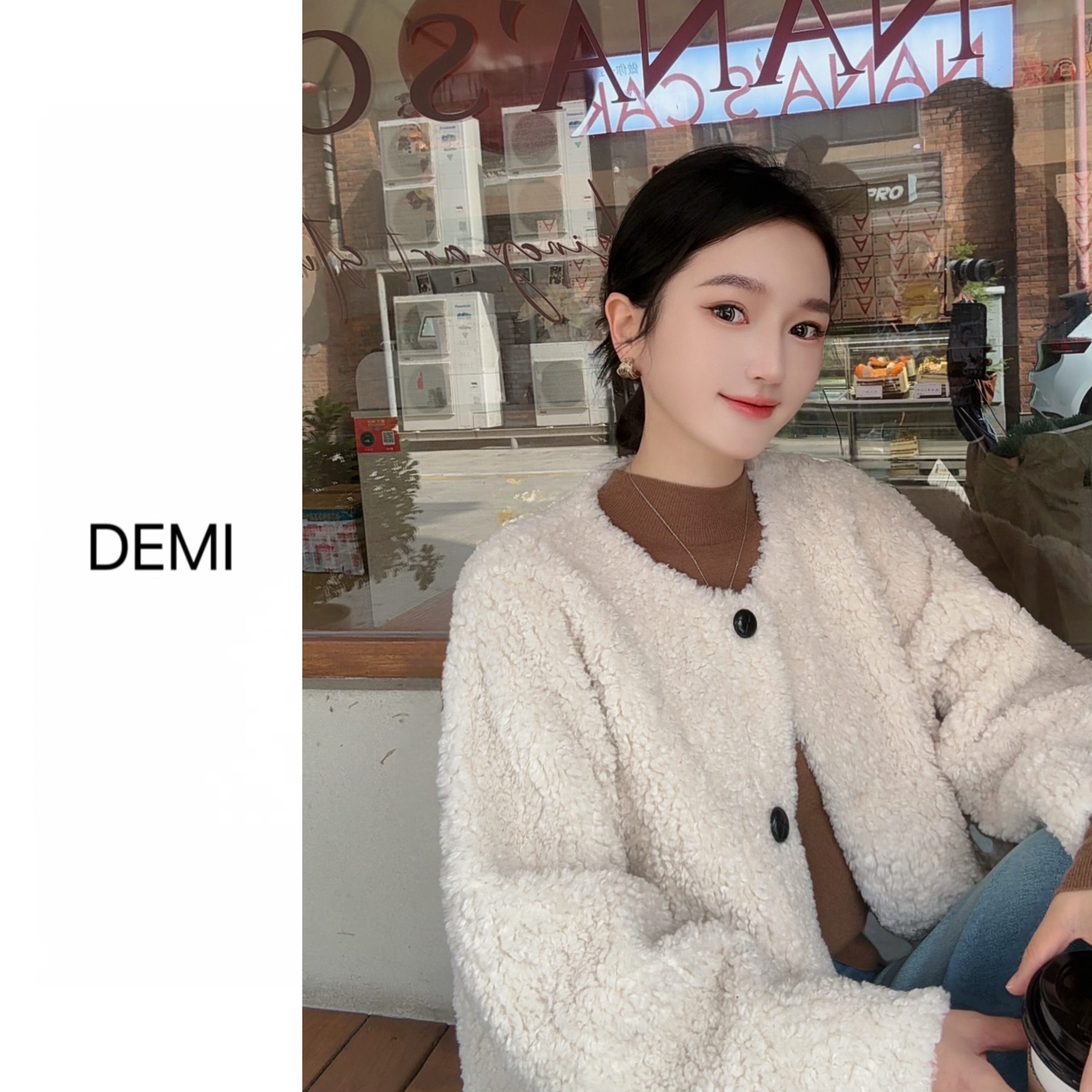 MISS RUILI 定制 2025秋冬时尚百搭气质高级羊羔绒毛毛外套F1294