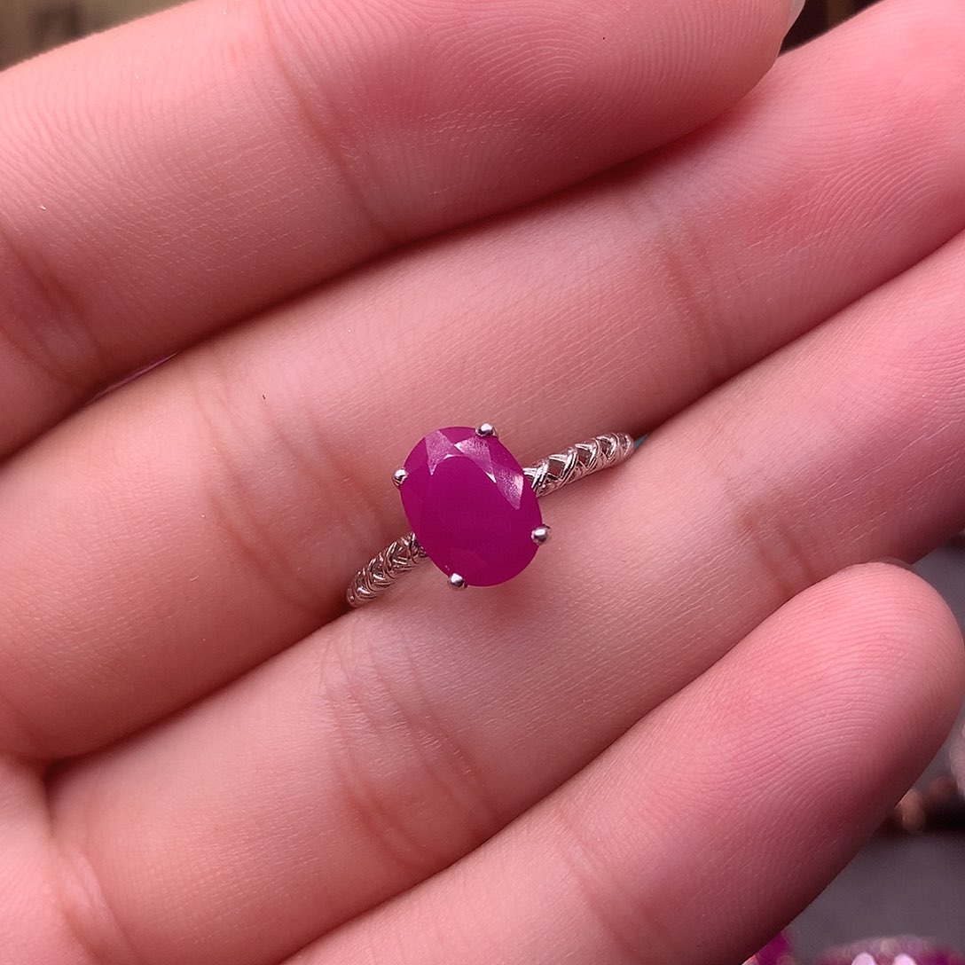红宝石戒指银S925镶嵌