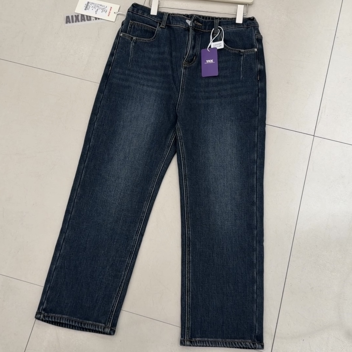 冬季胖mm大码新款加绒显瘦直筒牛仔裤