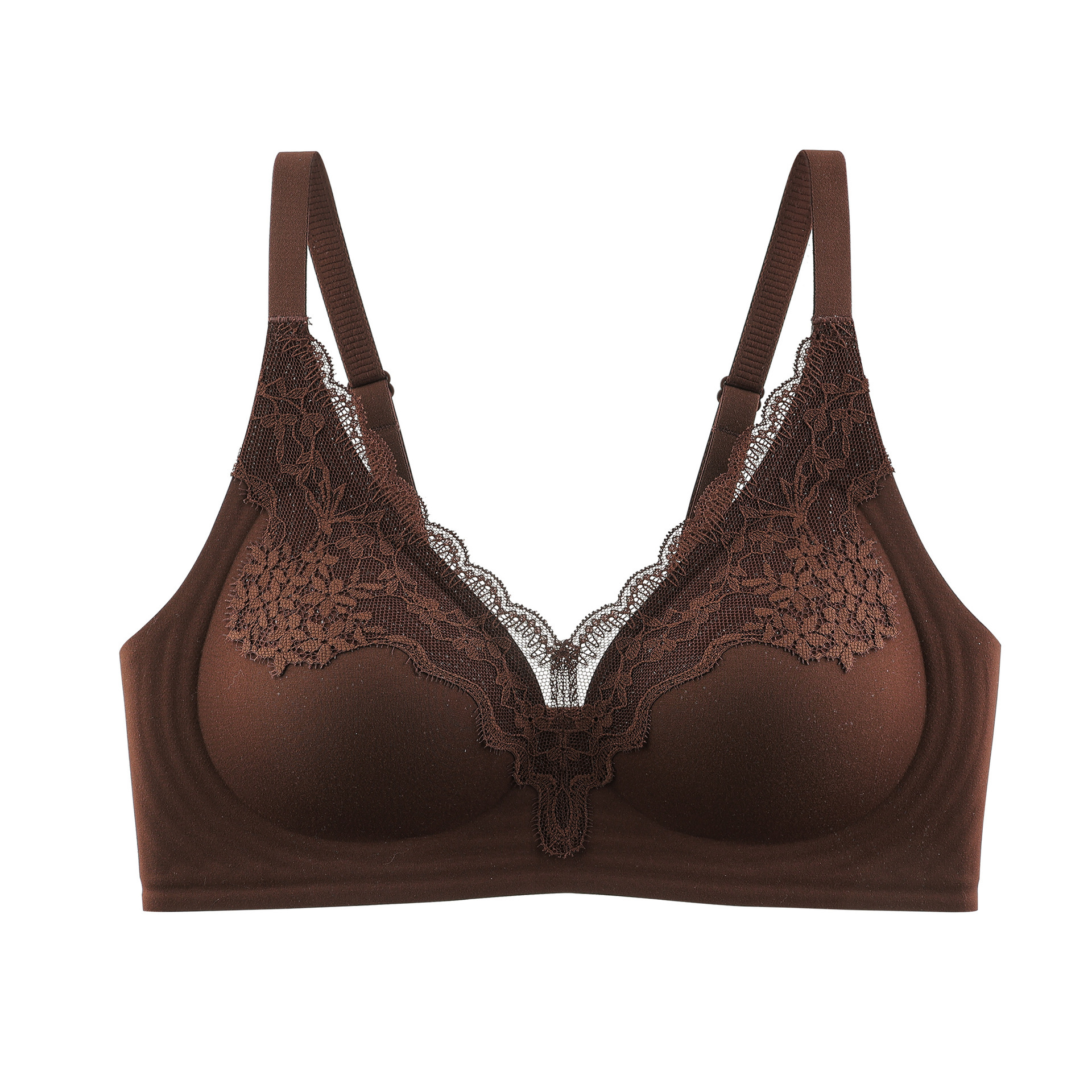 轻奢蕾丝舒适深V无痕内衣女裸感果冻条聚拢收副乳无钢圈文胸