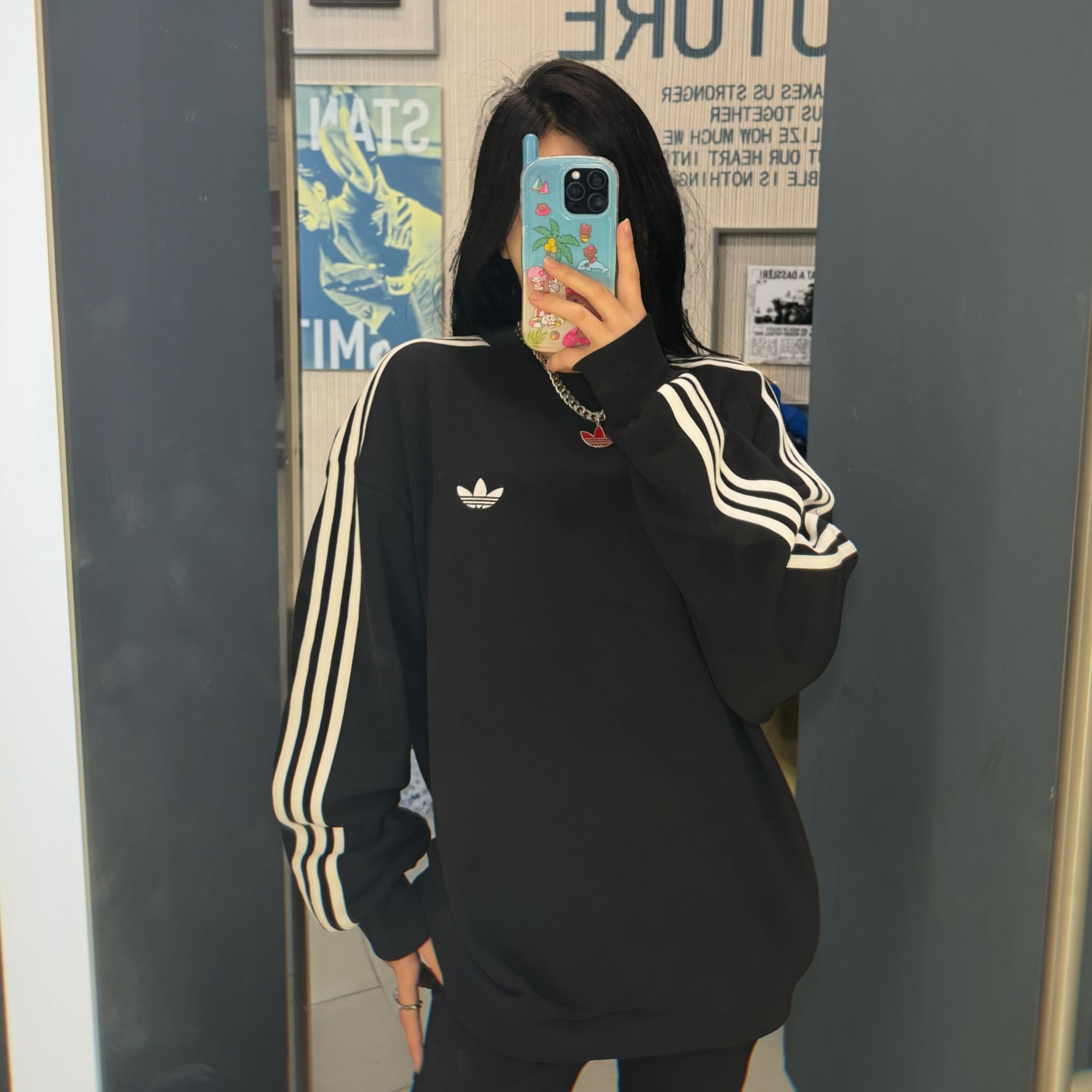 adidas 保暖成人长袖圆领套头卫衣上衣针织衫休闲加绒 KG3898 3