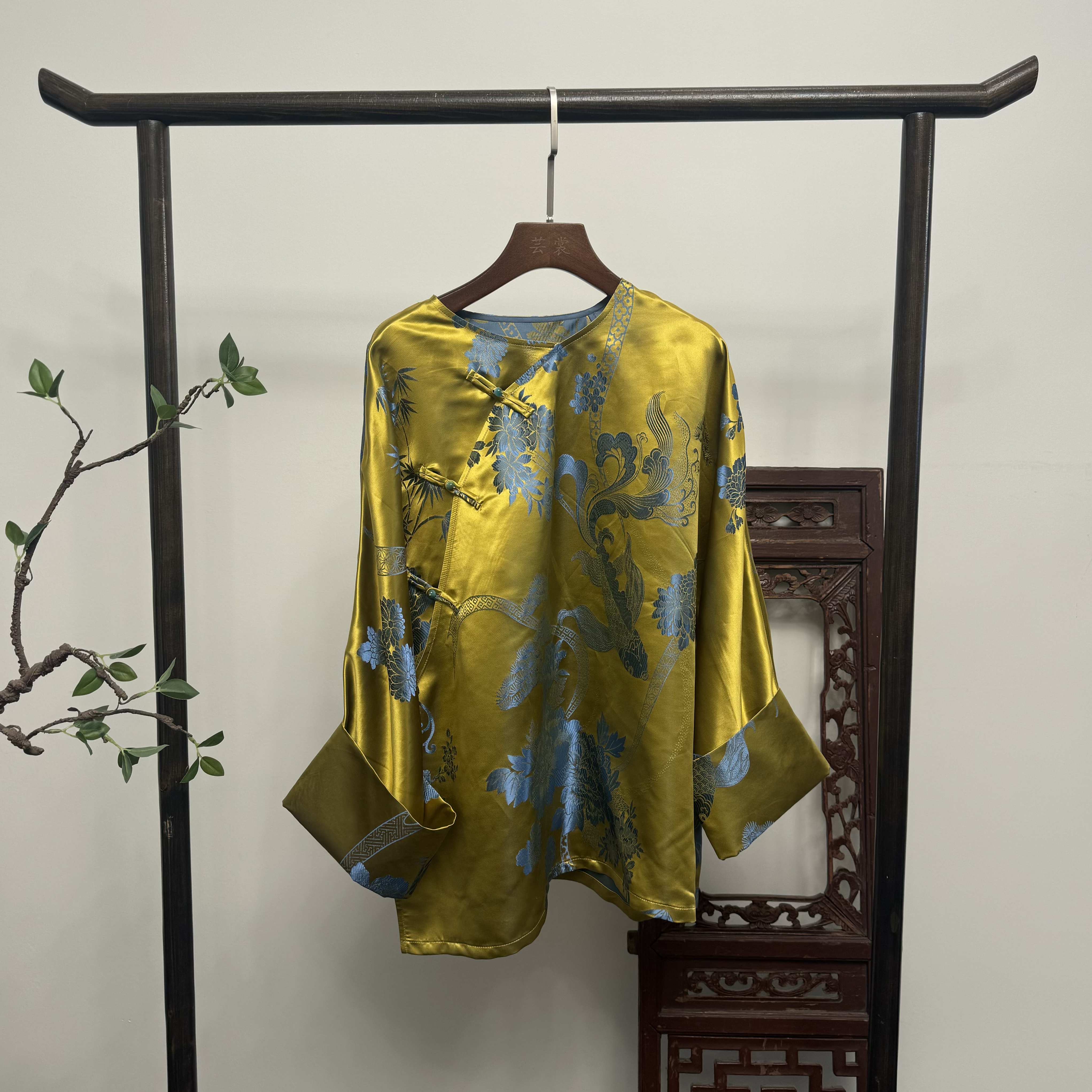 青梅煮酒、45姆米老缎四季款上衣新中式桑蚕丝上衣X70200
