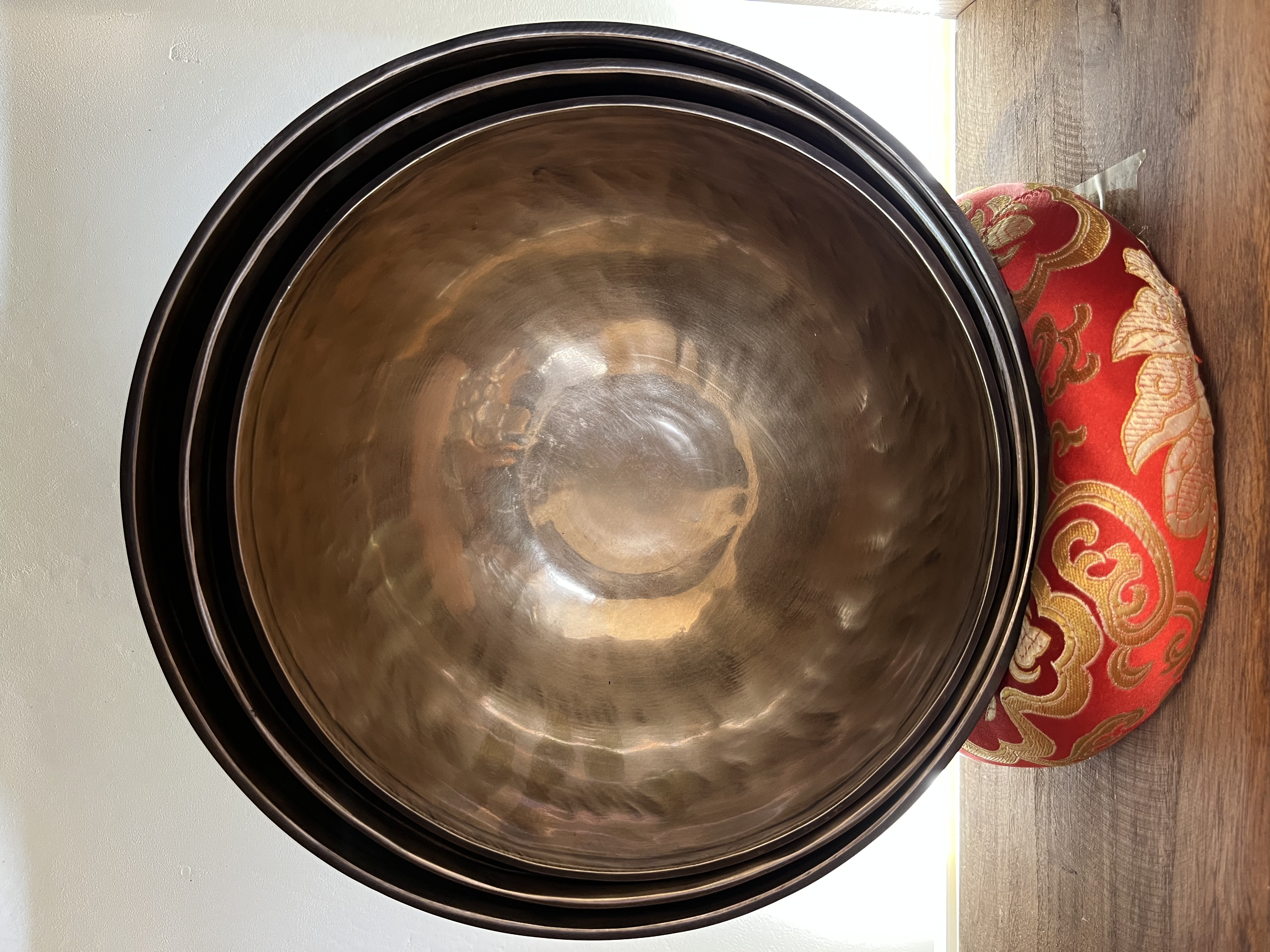 三才颂钵套钵尼泊尔手工颂钵巧克力金套钵