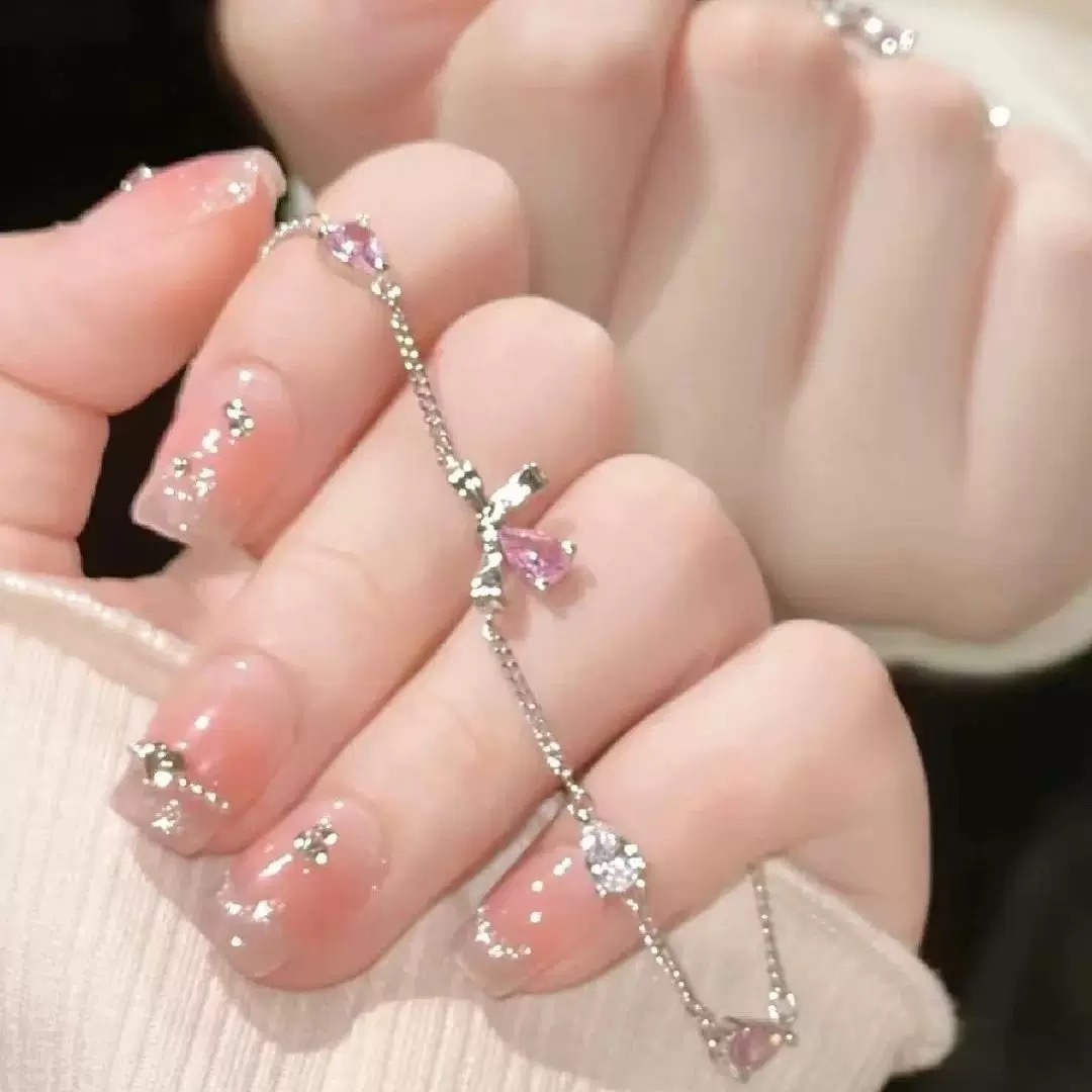 铜合金锆石手链 粉色蝴蝶结手链小众设计少女心公主风手链F2128