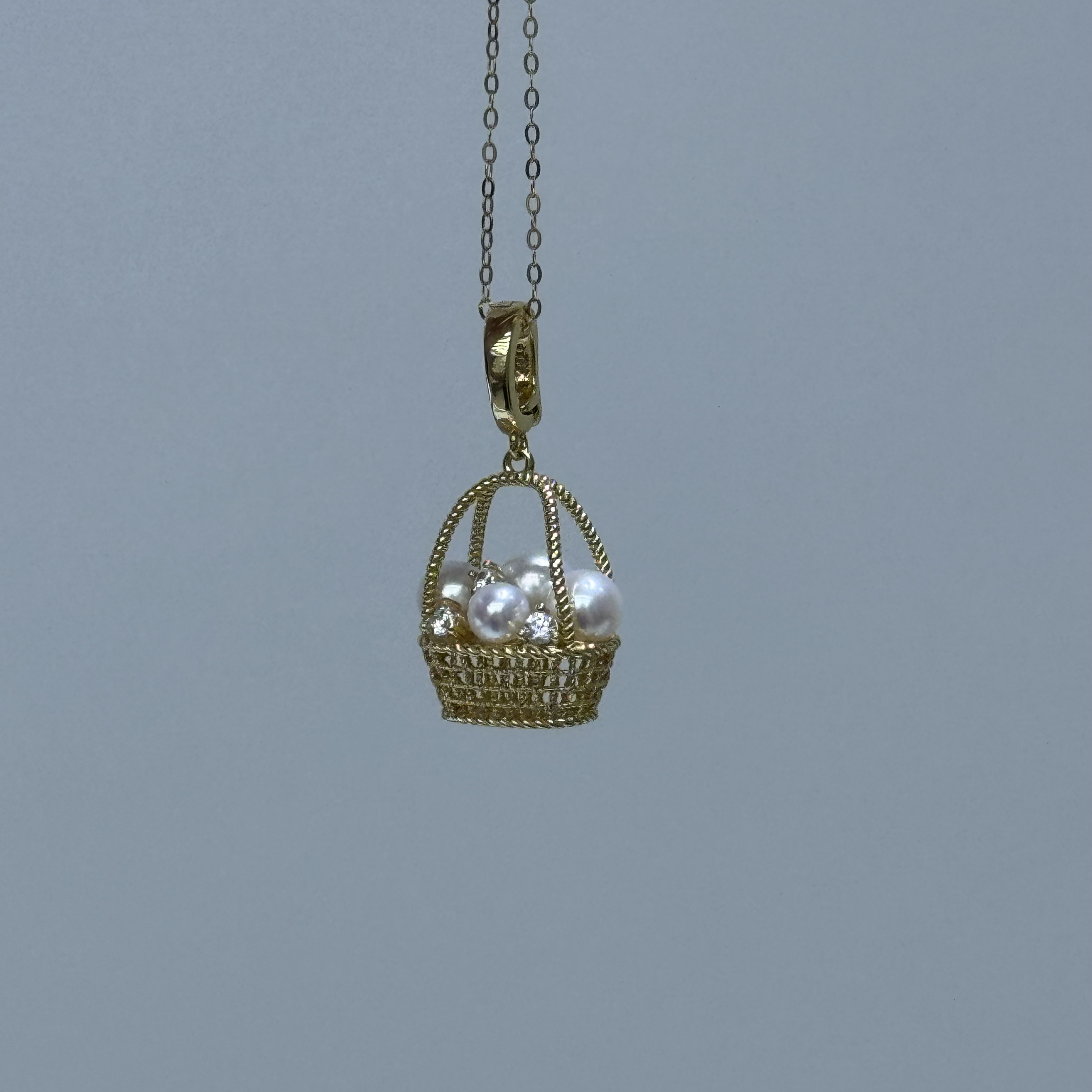 【绎世珠宝】s925银菜篮子万能扣珍珠吊坠3-6mm