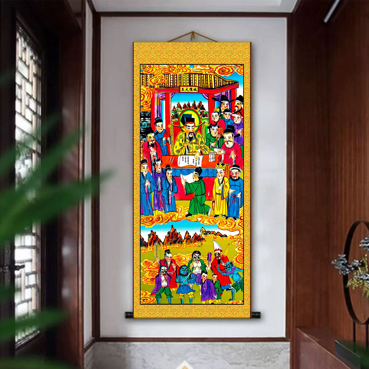 圆轴城隍库管大地挂画玄关装饰画家和万事兴中式国潮走廊挂画