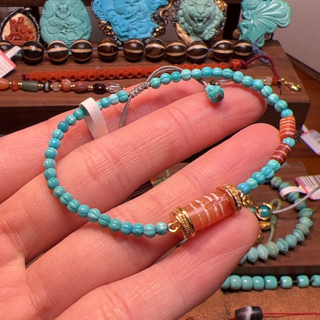 绿松石手链18K金镶嵌