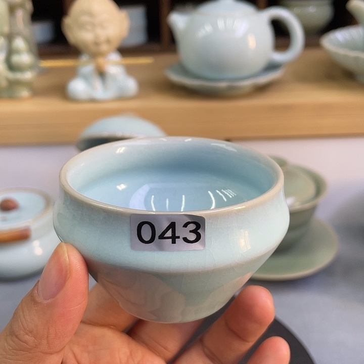 杯子陶瓷微瑕天青手工杯