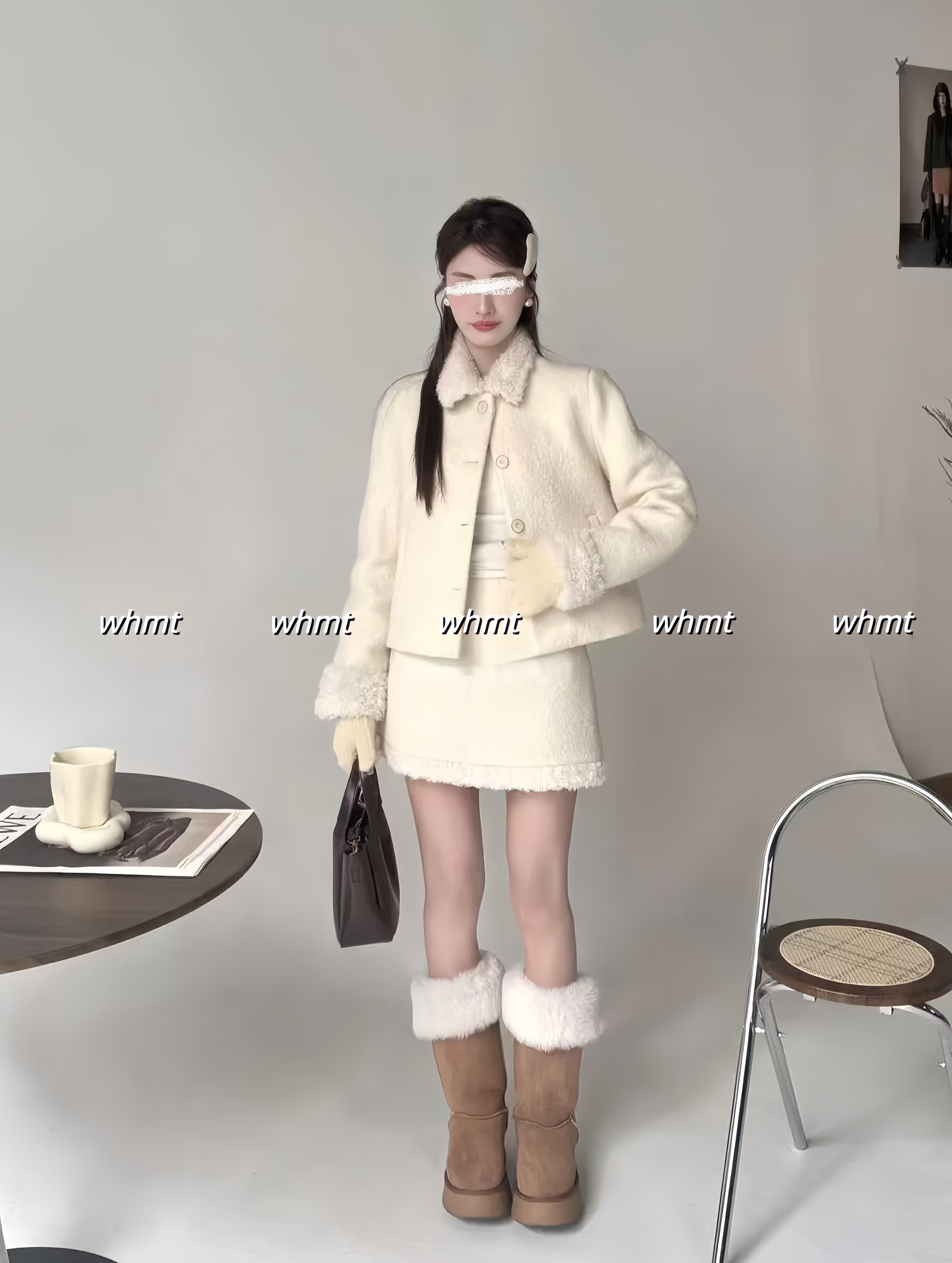 约会套装秋冬韩版新款羊毛羽绒服外套女款呢子套装冬季