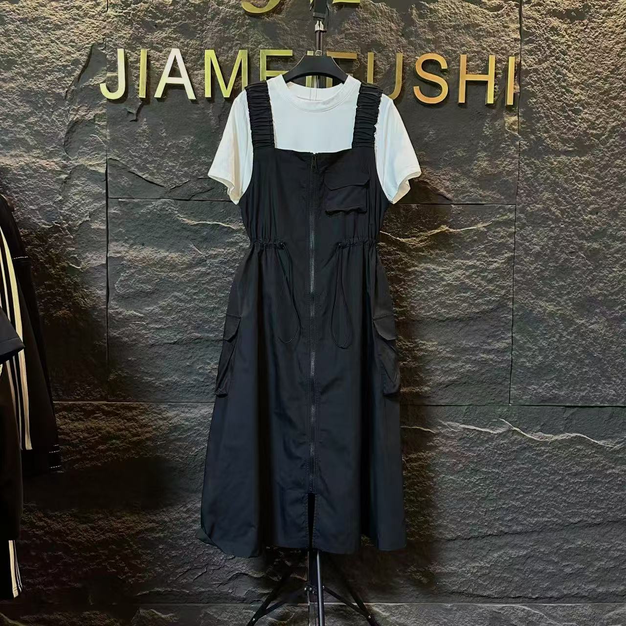 （现货）春夏两件套工装裙大码潮牌新款1155