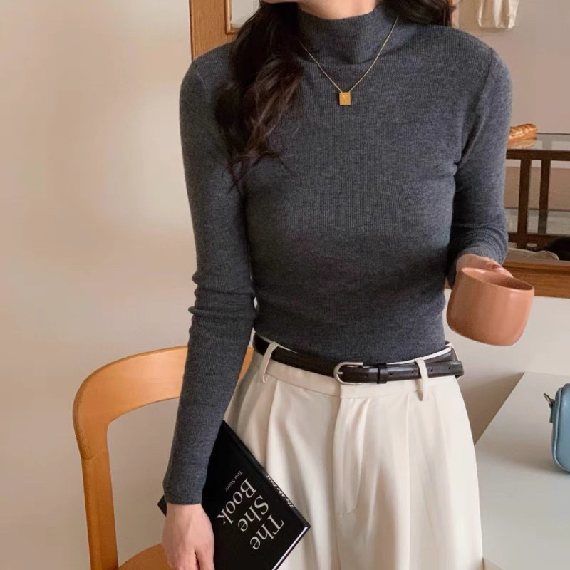 朱朱家推荐！100%超细美丽诺羊毛半高领针织打底衫精纺轻奢羊毛衫