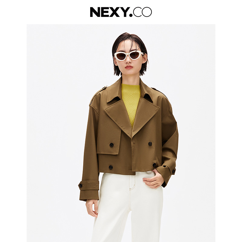 NEXY.CO/奈蔻短款休闲宽松百搭春季时尚风衣XJ00451F5