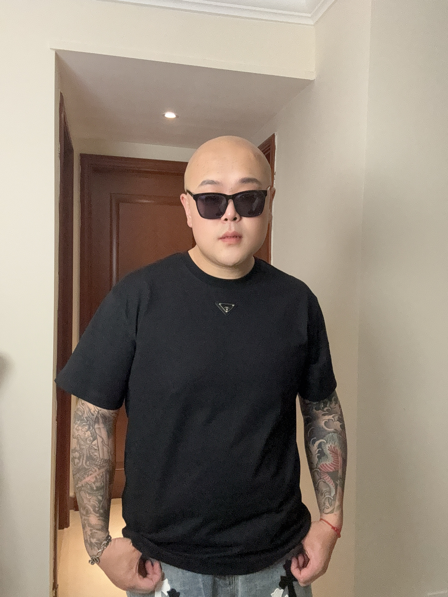 【大码男装340斤】   加肥加大  三角小标 皮牌  T恤  高版本 