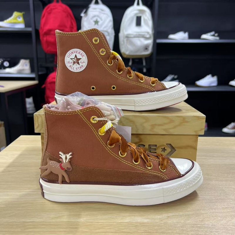 Converse/匡威1970S焦糖色小鹿圣诞款男女高帮复古帆布鞋/A07979C