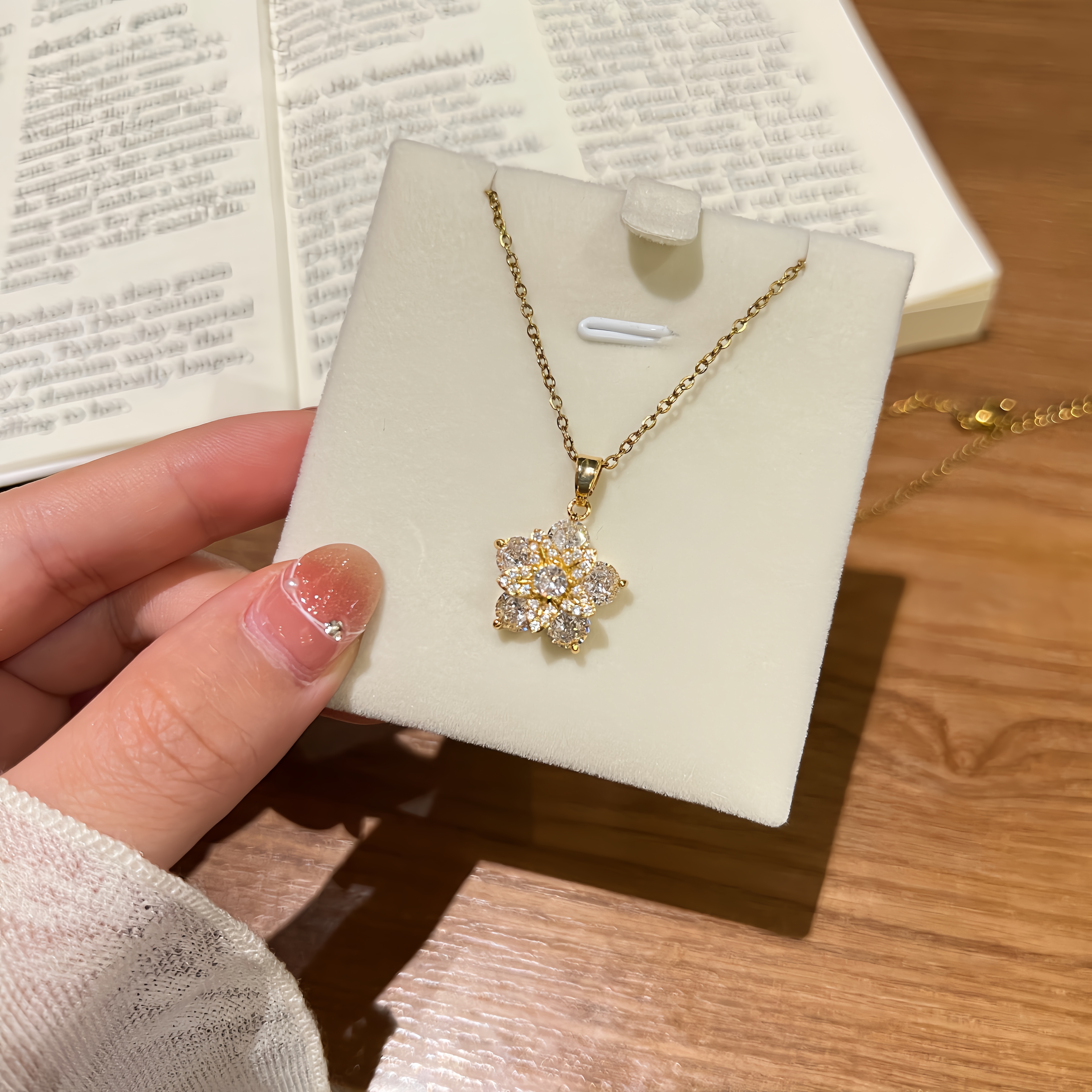 钛钢锆石项链 旋转风车项链锁骨链高级百搭轻奢时尚名媛风ins8013