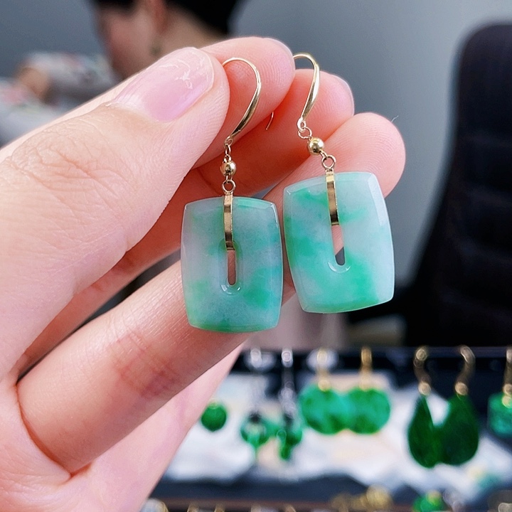 翡翠耳饰18K金镶嵌饰品