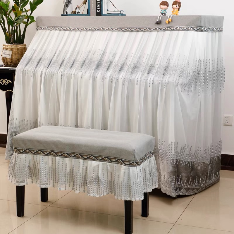 高级感蕾丝钢琴罩防尘全罩现代简约高级感立式琴凳套