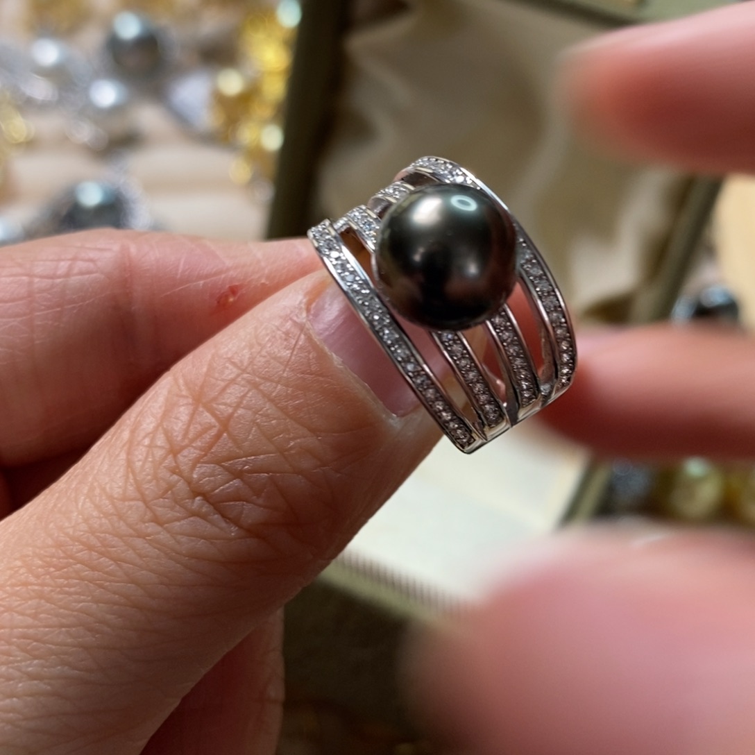 海水珍珠戒圈银S925镶嵌