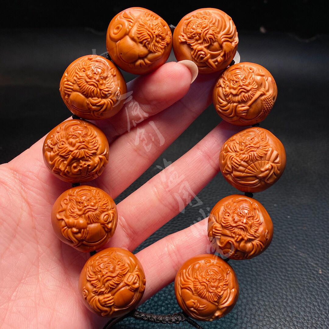 「2.2光面钟馗」手串橄榄核雕刻文玩佛珠念珠手链核雕工艺品手把件