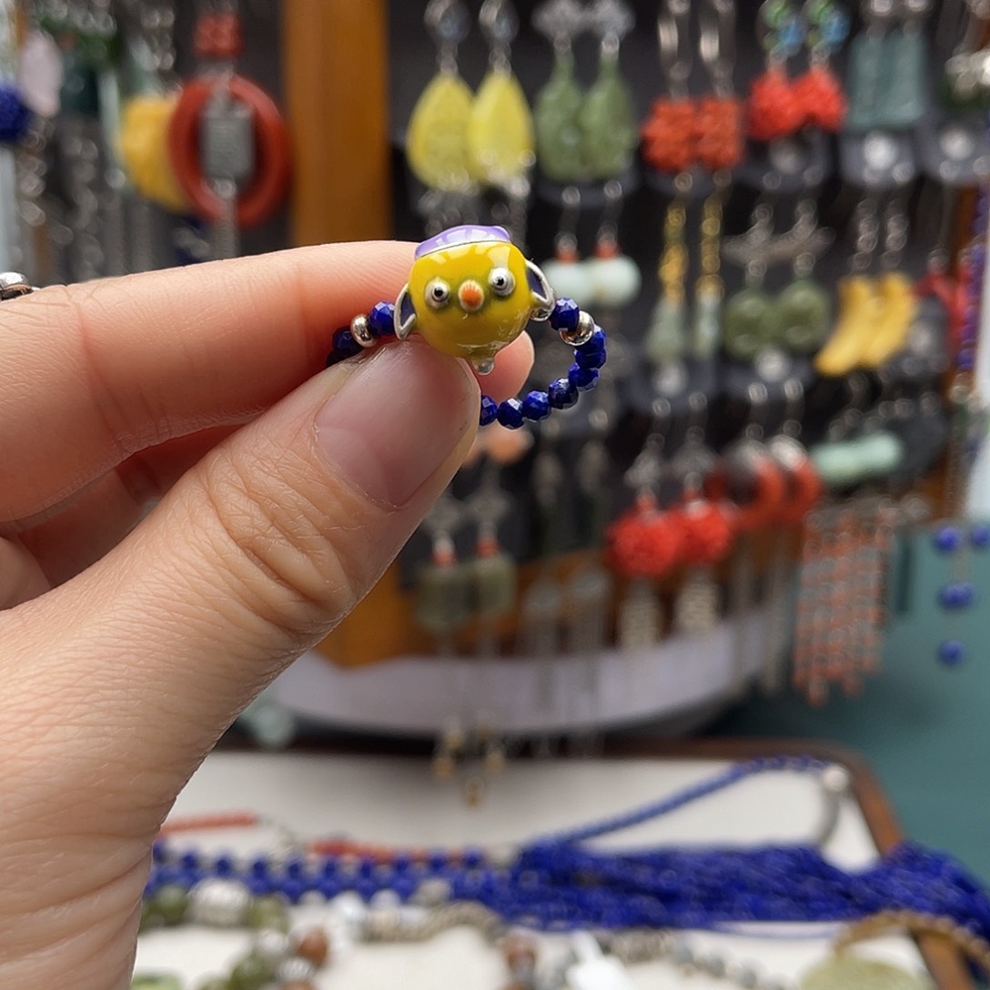 青金石戒指足银镶嵌饰品