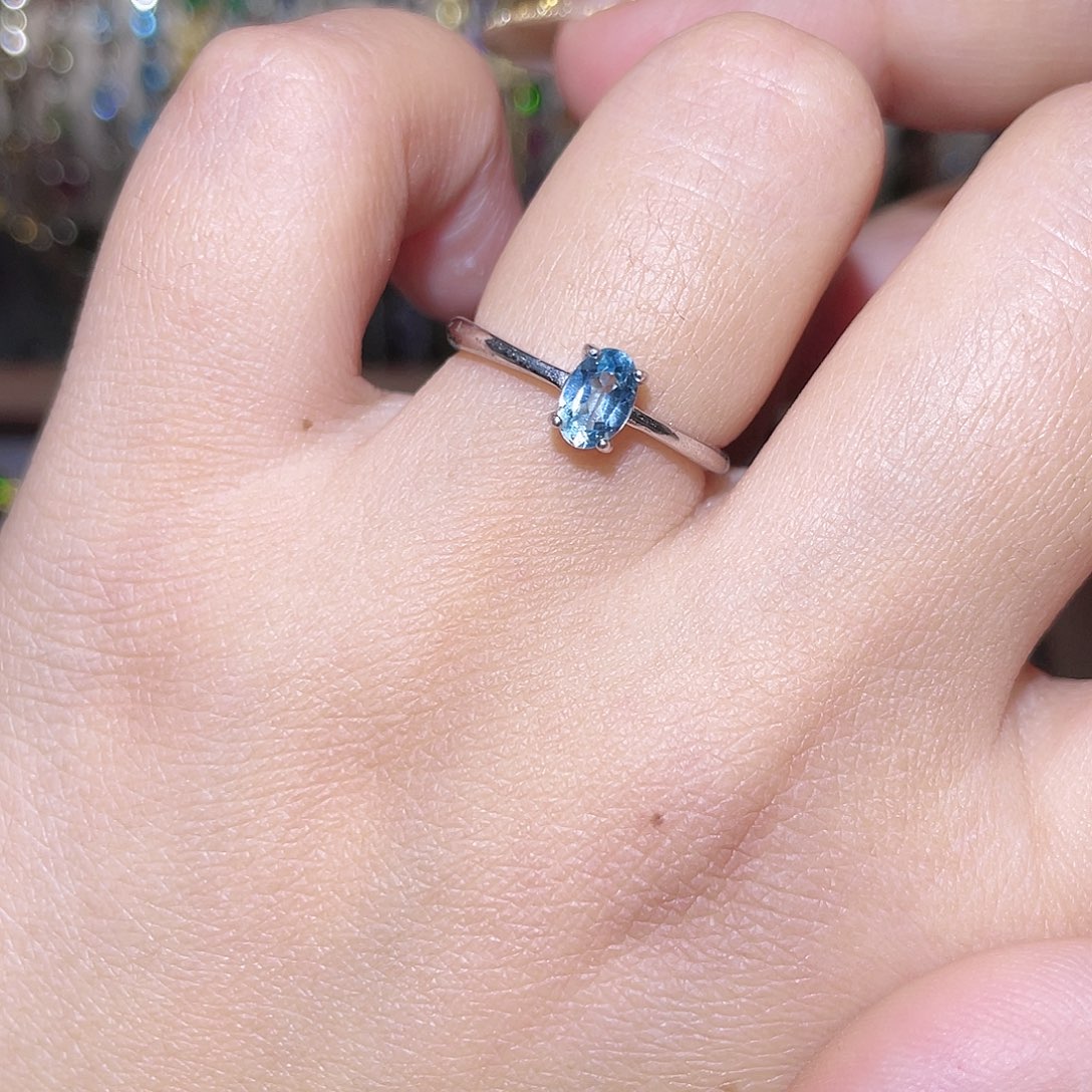 托帕石戒指银S925镶嵌