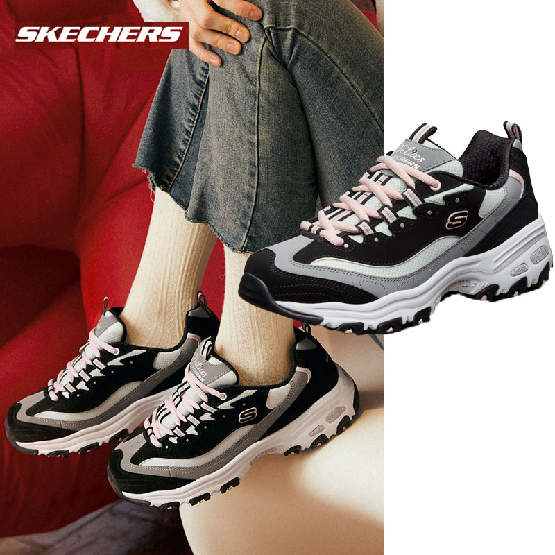 【国内现货】斯凯奇小粉熊正品女鞋厚底增高休闲老爹鞋熊猫鞋13143