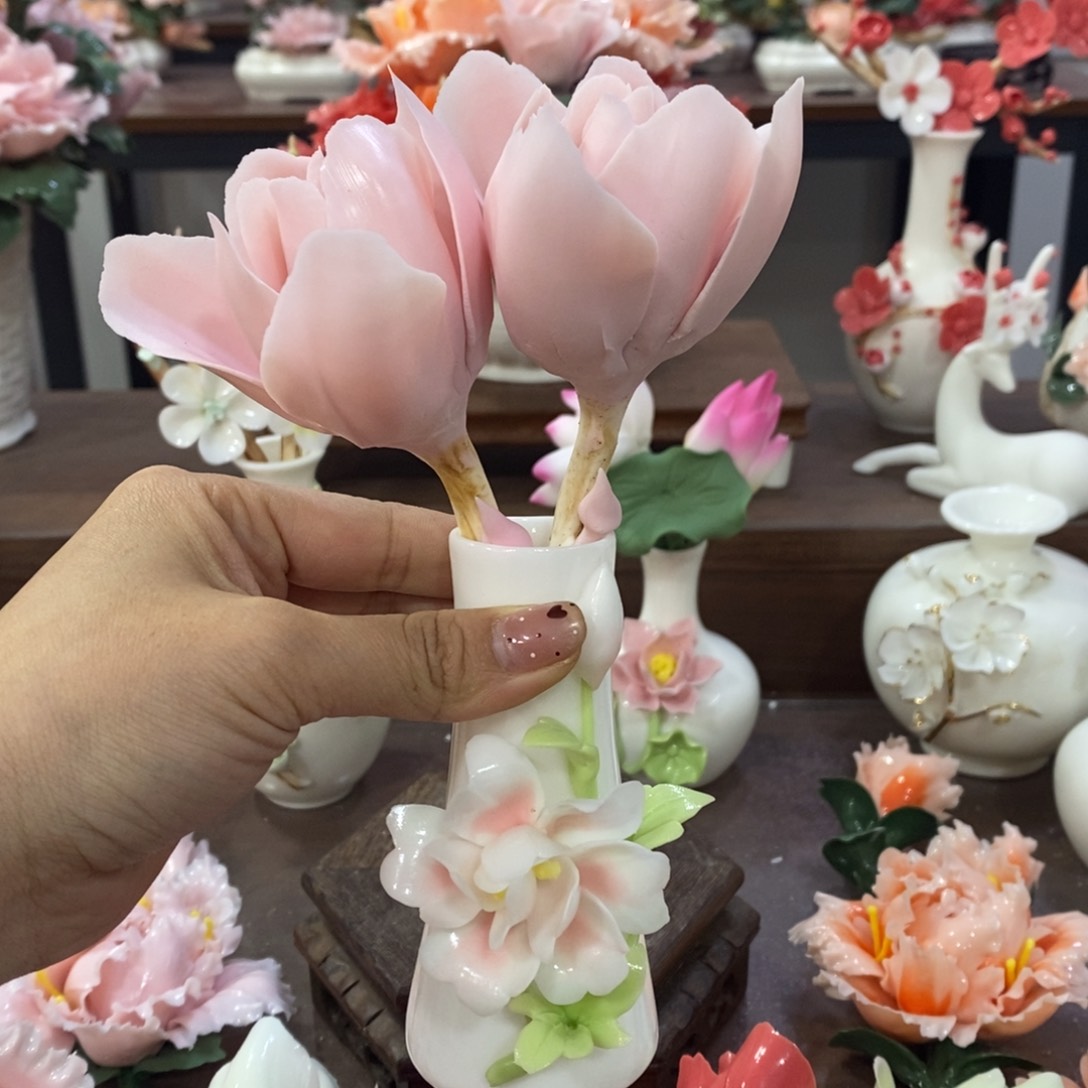摆件陶瓷手工花摆件