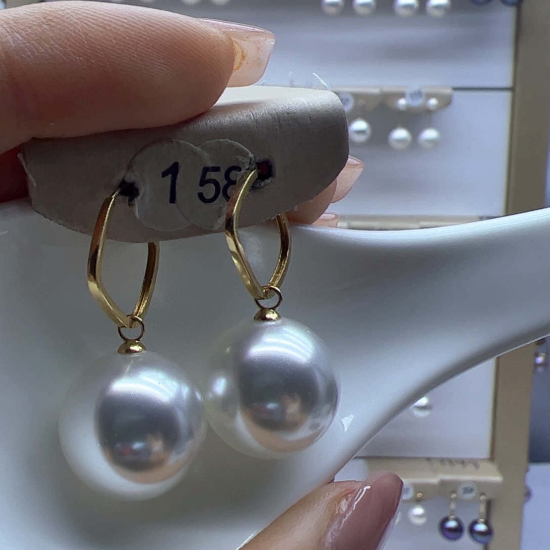 淡水珍珠耳饰18K金镶嵌