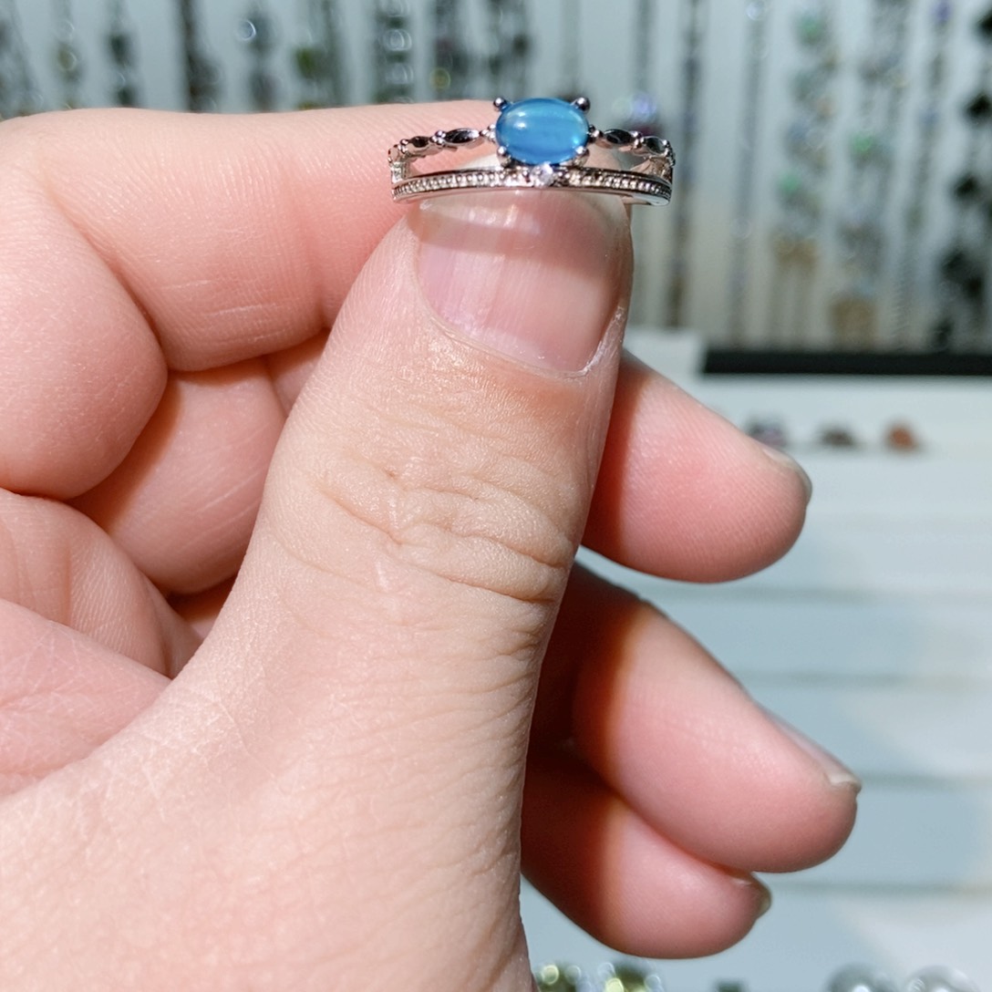 绿水晶戒指银S925镶嵌