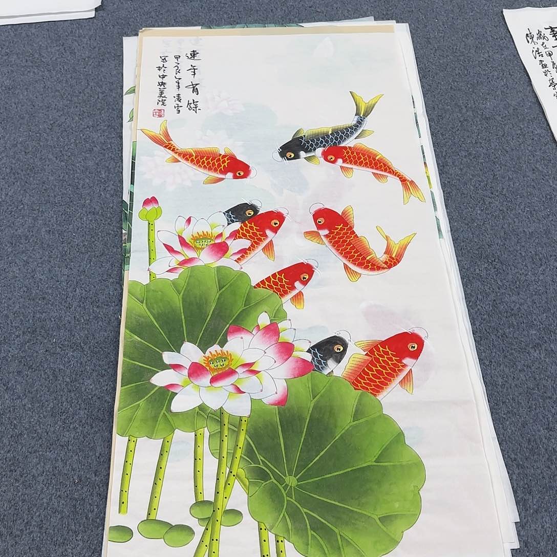 国画尺寸50X100手绘作品 