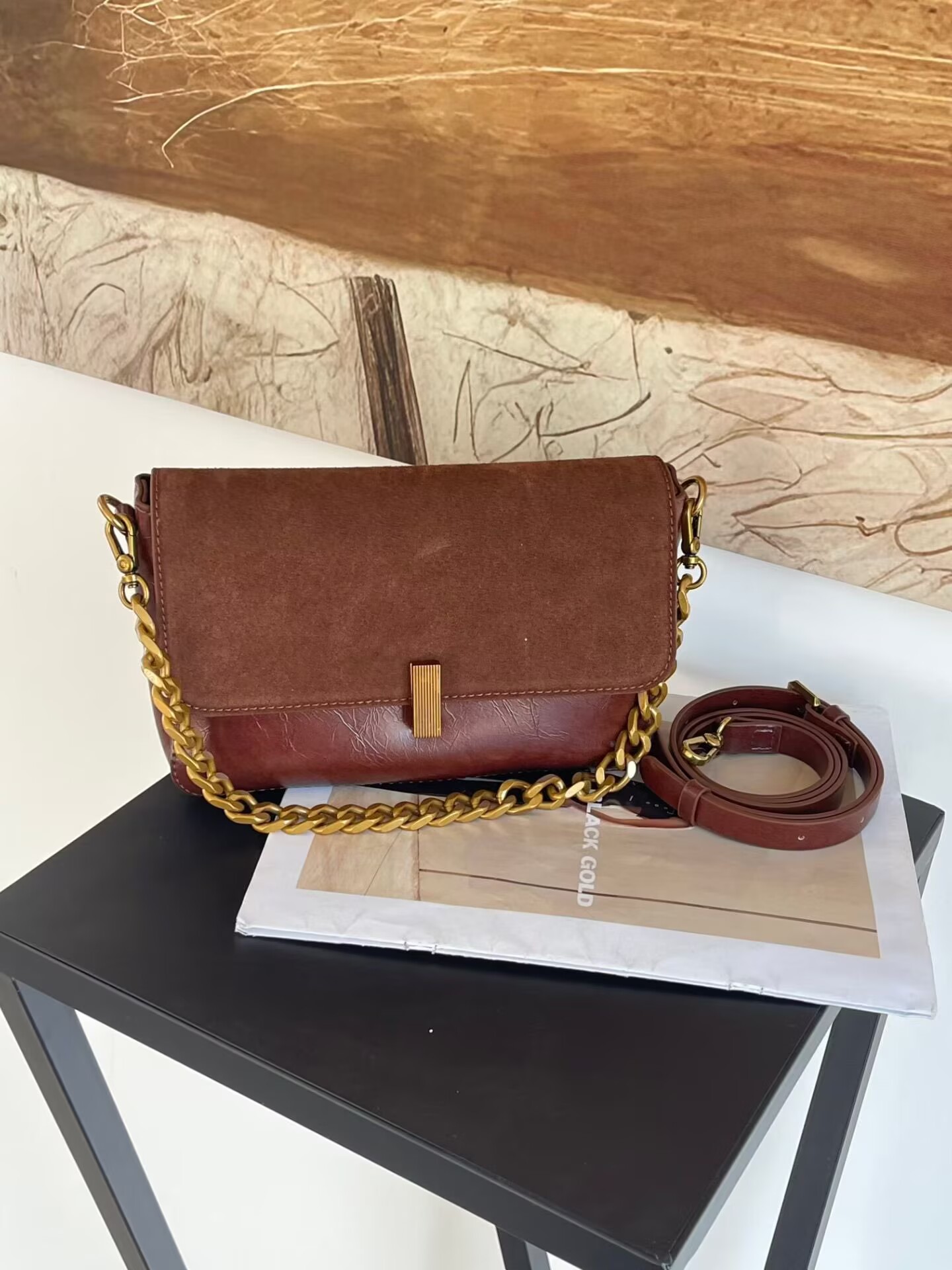 复古磨砂皮小方包2025新款小众腋下包百搭冬高级感单肩斜挎包女包