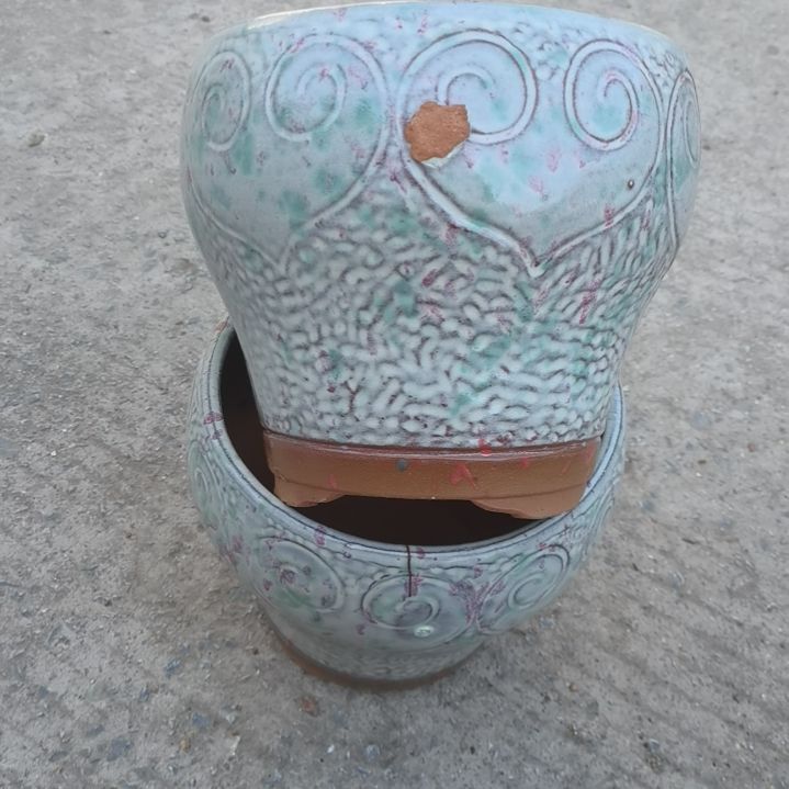 红陶20/18瑕疵两个盆