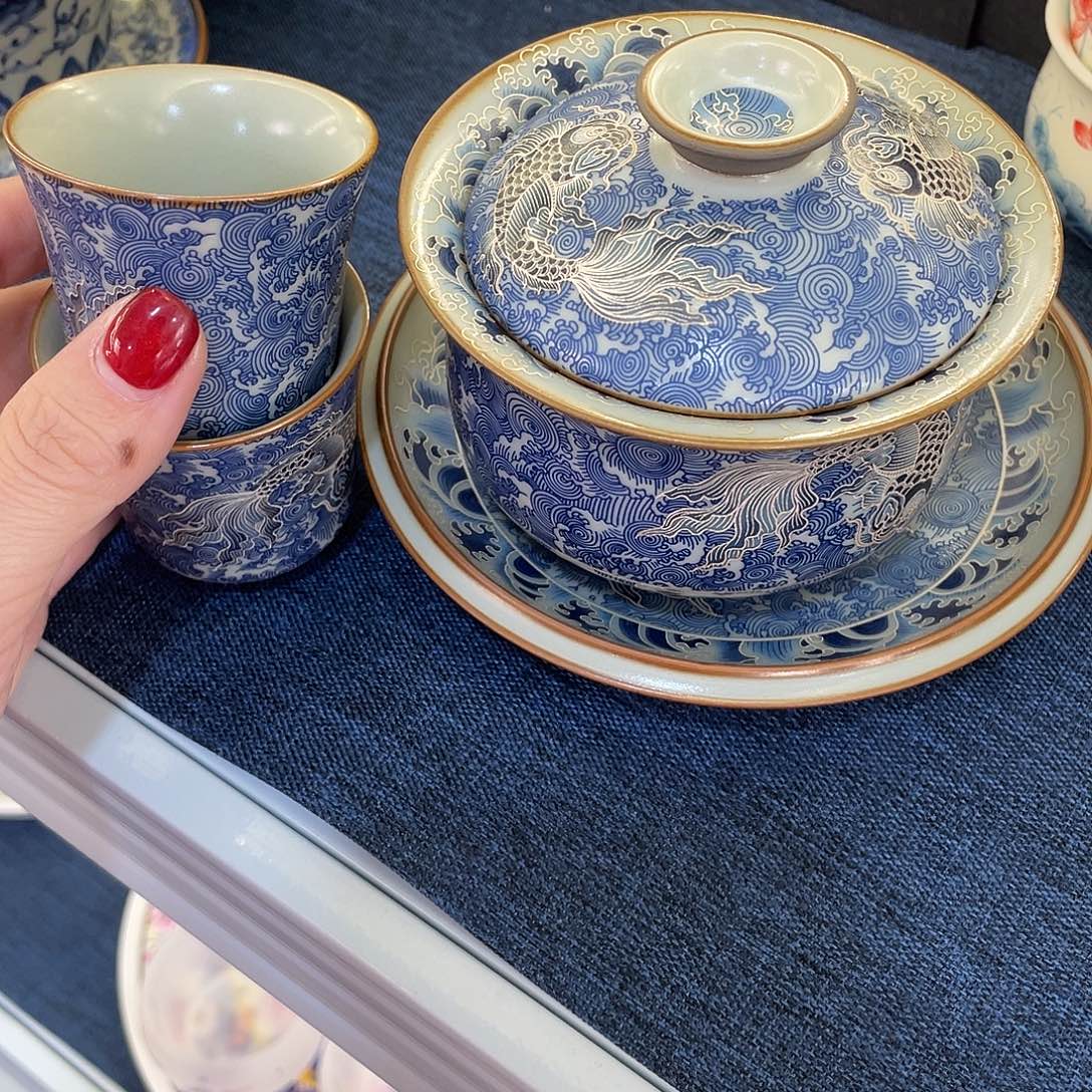 陶景德陶瓷盖碗茶具