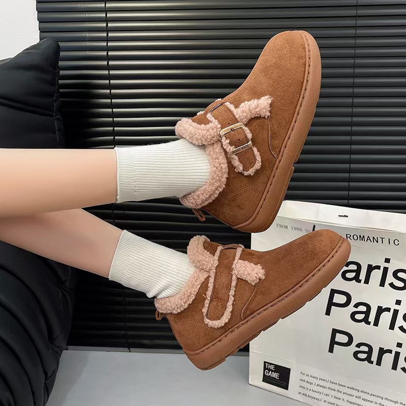 女士加绒防滑保暖百搭毛毛鞋软底棉鞋